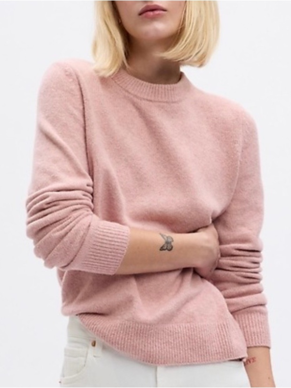 GAP- Cash Soft Classic Crewneck Sweater. Ballet Pink. Size: XL